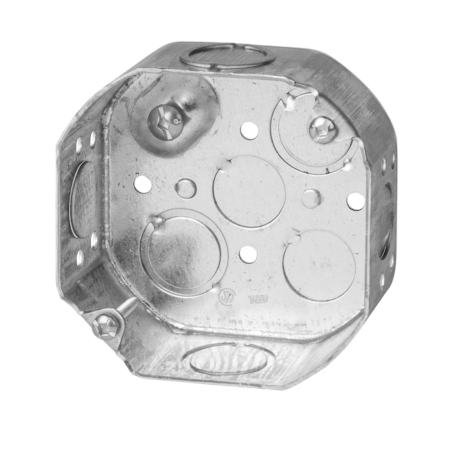 Iberville Octagonal Boxes in Steel 4 x 1 1/2-in with Concentric Knockouts - Pack of 4