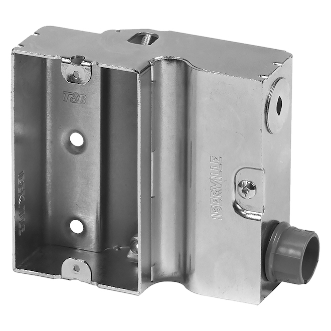 Iberville Device Box in Metal 3 3/4 x 4 x 2-in Low Profile with 1/2-in Connector Assembled