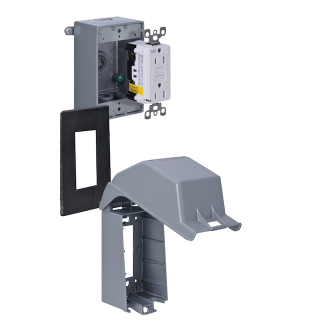 Red Dot 4.57-in x 2-in Metallic Gray 1-Outlet Weatherproof Electrical Outlet Cover Kit