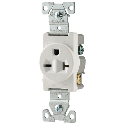 Eaton Round Single Receptacle Outlet - Flush Mount - 2-Poles - 125-volt