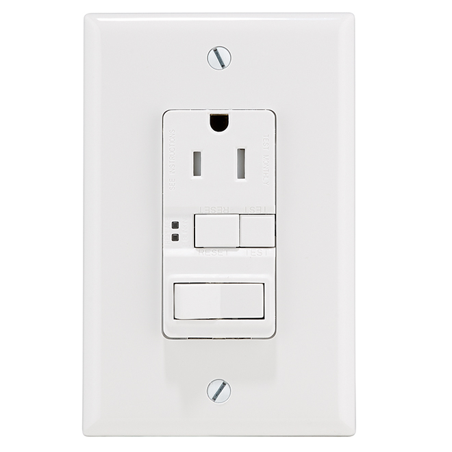 Self-Testing Outlet/Switch GFCI - 15 A 125 V/AC - White