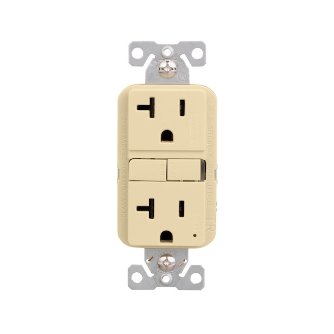Eaton 20-A x 125-V Double GFCI Ivory Receptacle Outlet