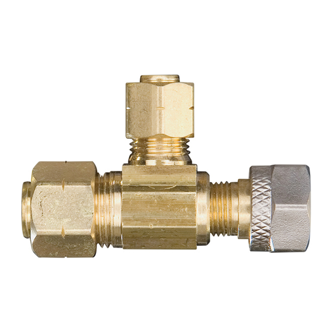 Supply Valve T-Fitting - Brass - 3/8" x 3/8" x 1/4"