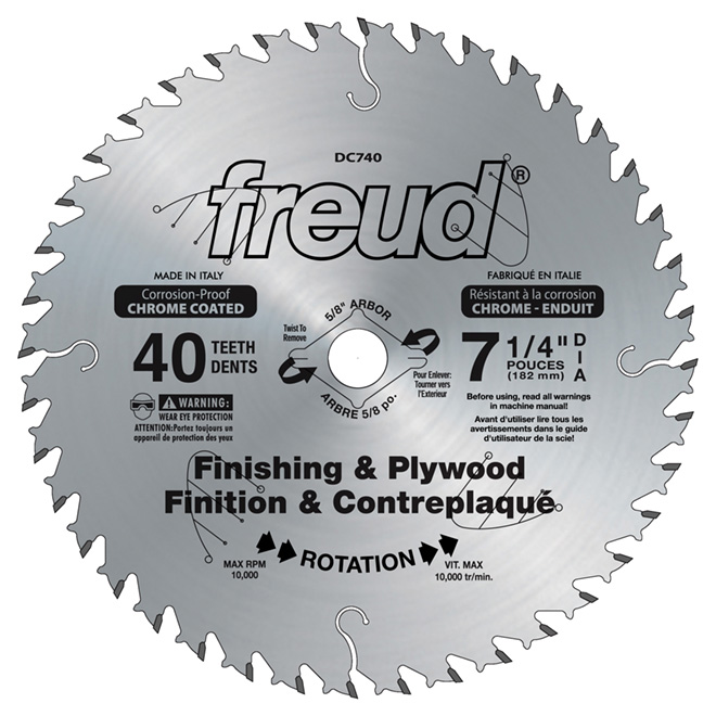 Freud Circular Saw Blade - 40 Teeth - Plywood - 7 1/4-in dia