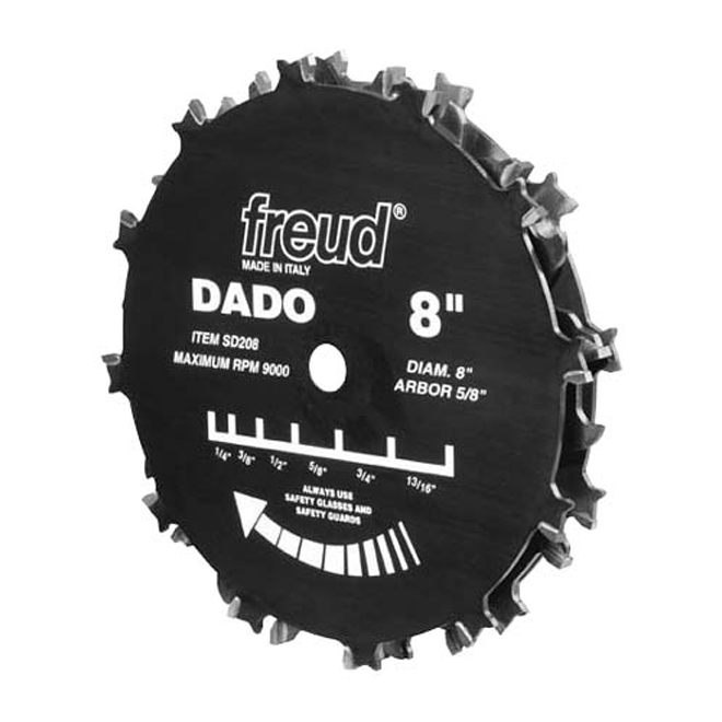 Freud Pro Dado Set - 8-in dia - 9 Piece Dado Set - Adjustable