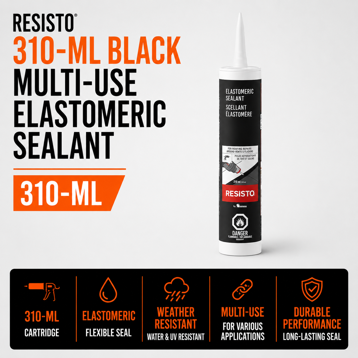 RESISTO 310-ml Black Multi-Use Elastomeric Sealant