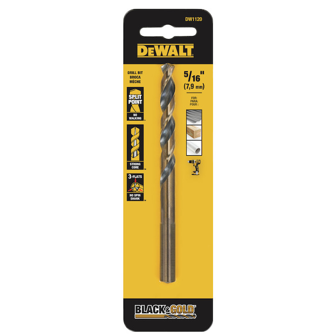 DEWALT 5/16-in Black Oxide Coated Steel Drill Bit - 1 count
