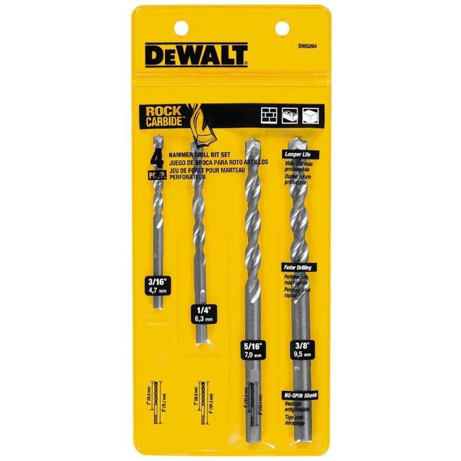 DEWALT 4 Piece Masonry Bit Set
