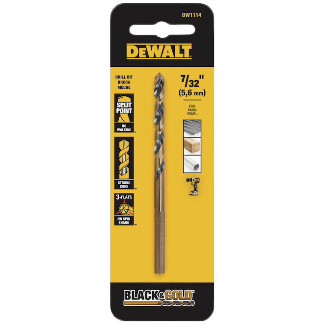 DEWALT 7/32-in Black Oxide Coated Steel Twist Drill Bit - 1 count