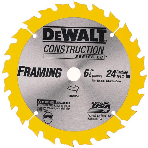 DEWALT Circular Saw Blade - 20? Hook Angle - 24 Tooth - 6 1/2-in Dia