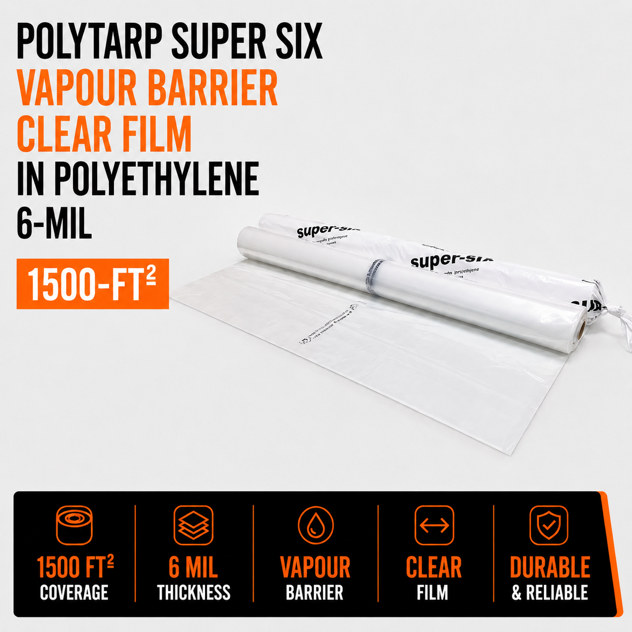 PolyTarp Super Six Vapour Barrier Clear Film in Polyethylene 6-mil - 1500-ft²