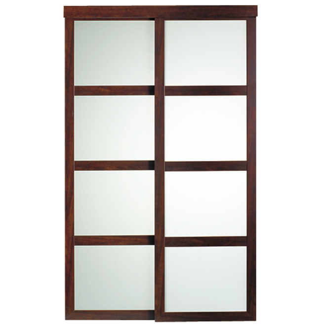 Colonial Elegance Sliding Door - Frosted Glass - Contemporary Style - Chocolate - 48-in W X 80 1/2-in L