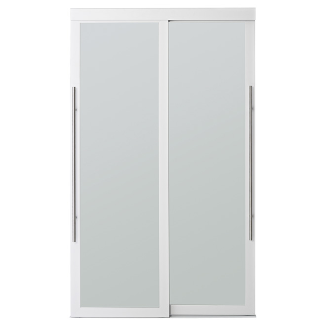 Colonial Elegance Sliding Door - Frosted Glass - Contemporary Style - White - 48-in W x 80 1/2-in H