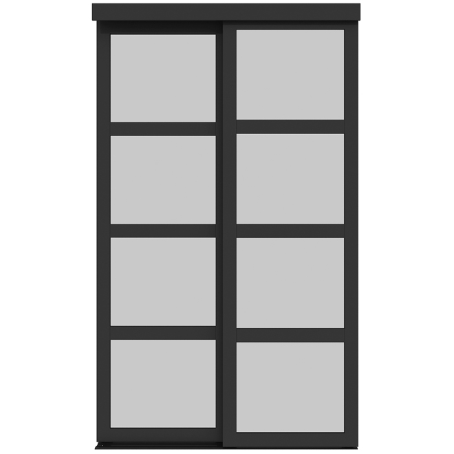 Colonial Elegance Fusion Plus 48-in x 80.5-in Black Wood and Frosted Glass Sliding Door
