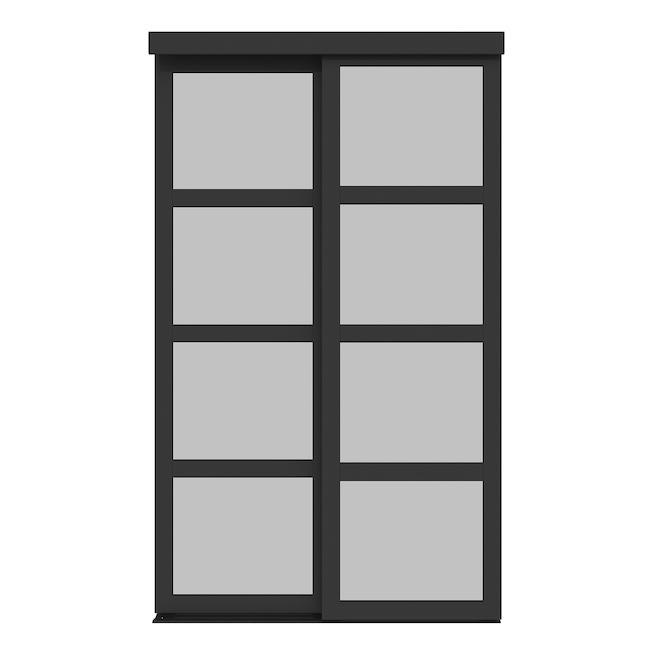 Colonial Elegance Wood and Glass Sliding Door - 60-in W x 80-in H - Black