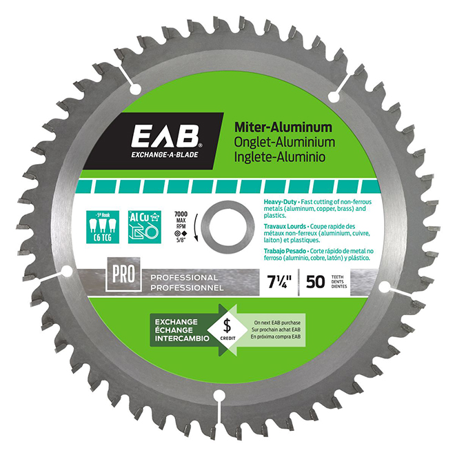 EAB Mitre Aluminum Circular Saw Blade - 7 1/4-in Dia - 50 Tooth - 5° Negative Angle Hook