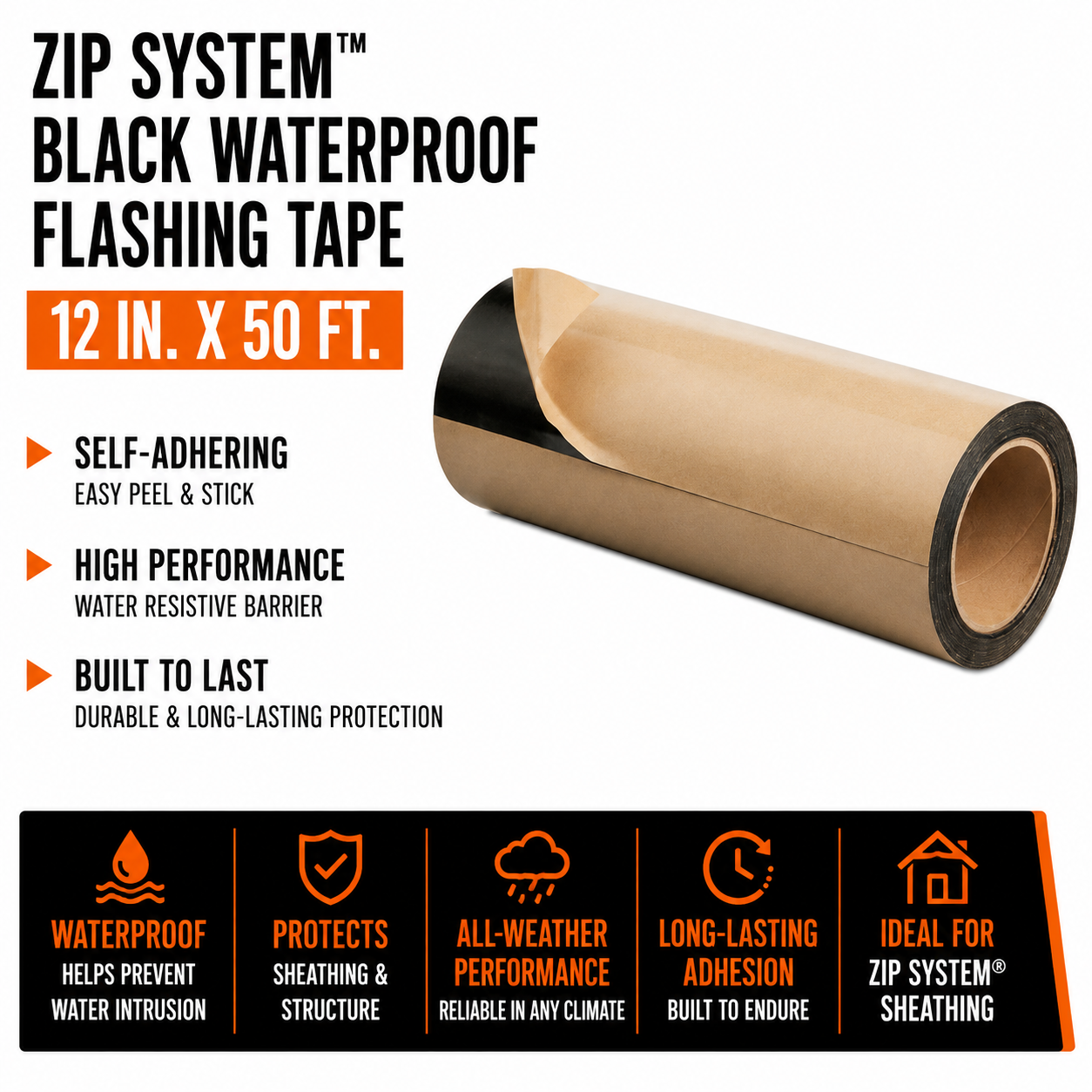 ZIP SYSTEM 12-in x 50-ft Black Waterproof Flashing Tape