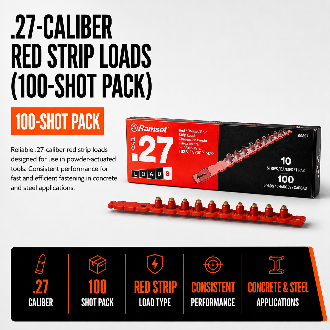 .27-Caliber Red Strip Loads (100-Shot Pack)