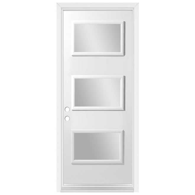 Dusco Doors white Steel Entry Door 3 Light and righthan - 34 x 80 x 7-1/4-in