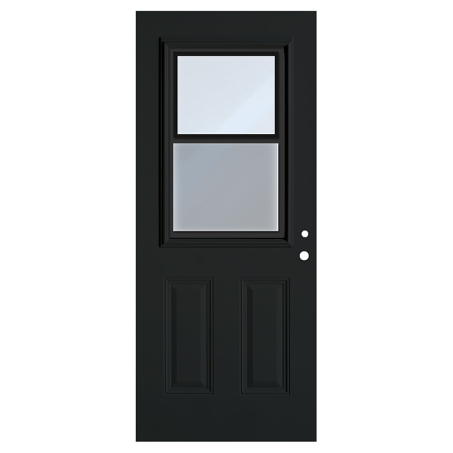 Dusco Doors Black Steel Entry Door ventlite and Lefthand - 34 x 80 x 7-1/4-in