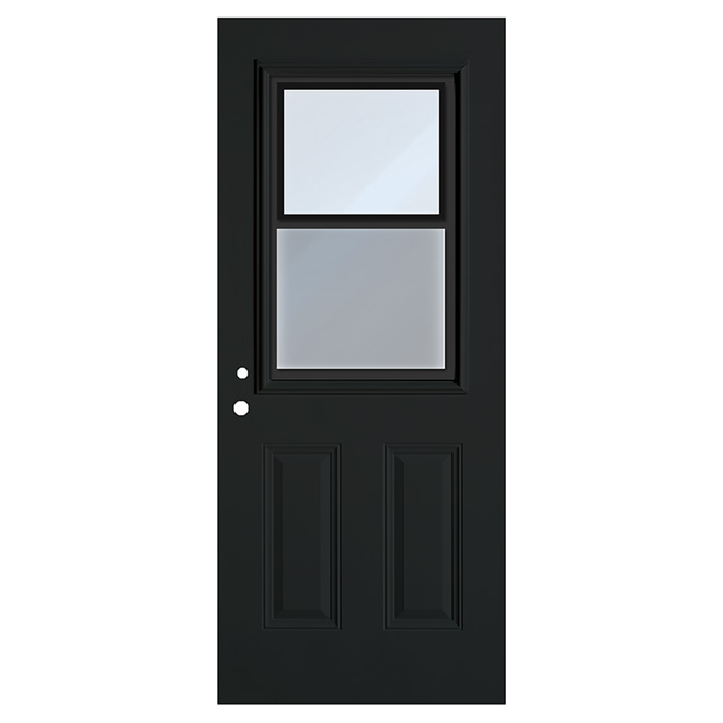 Dusco Doors Black Steel Entry Door ventlite and Righthand - 34 x 80 x 7-1/4-in