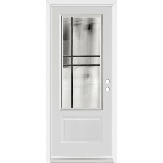 Dusco Doors White Steel Entry Door comtempory and lefthand- 34 x 80 x 7-1/4-in