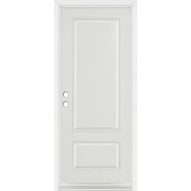 Dusco Doors 34 x 80 x 7-1/4-in White Steel 2-Panel Entry Door - Right Hand