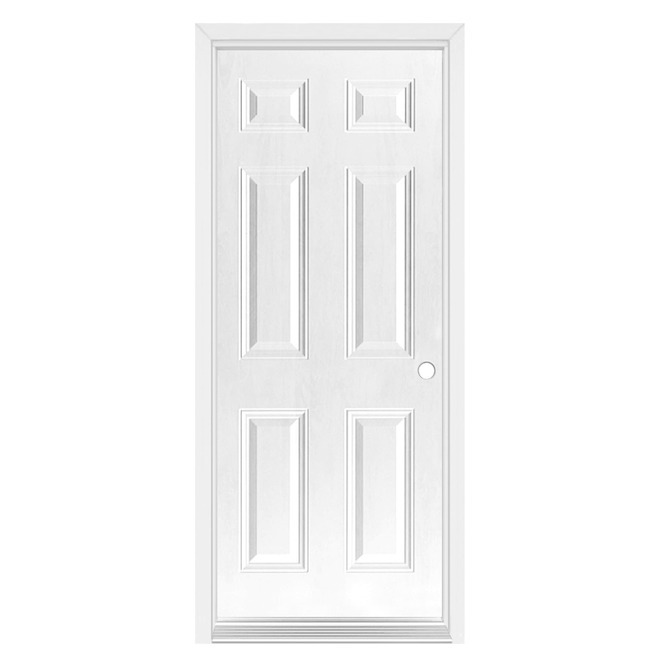 Dusco Doors White Steel Entry Door 6-Panel and Lefthand - 34 x 80 x 7-1/4-in