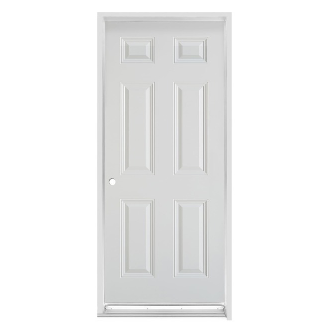 Dusco Doors White Steel Entry Door 6-Panel and Righthand - 34 x 80 x 7-1/4-in