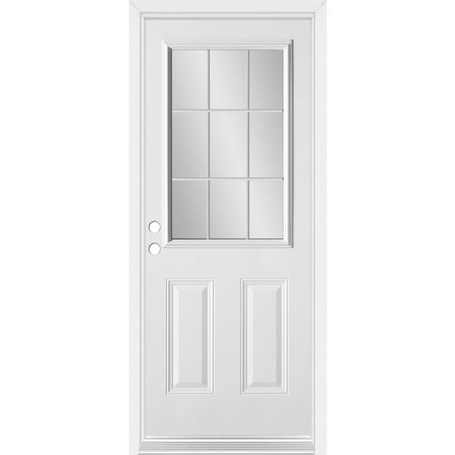 Dusco Doors White Steel Entry Door 9 Light and Righthand- 34 x 80 x 7-1/4-in