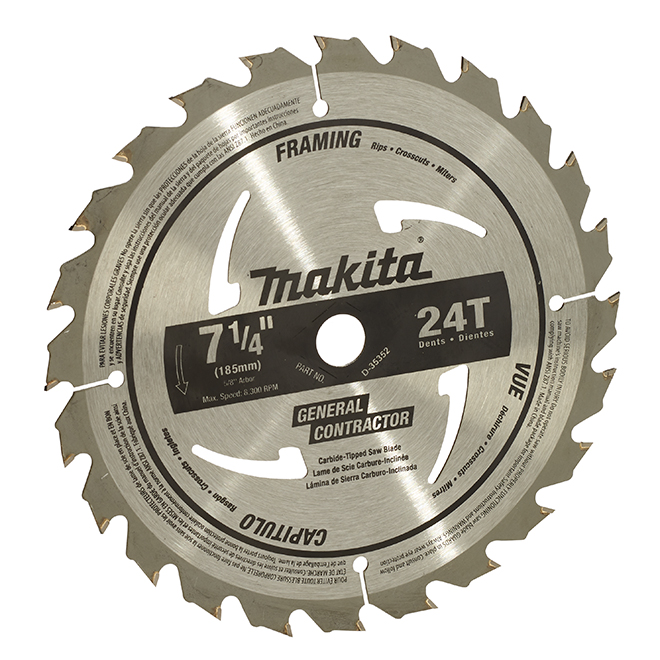 Makita M-Force Circular Saw Blade - Carbide-tipped - 7 1/4-in D - 24 Tooth - Aggressive 15° Rake Angle