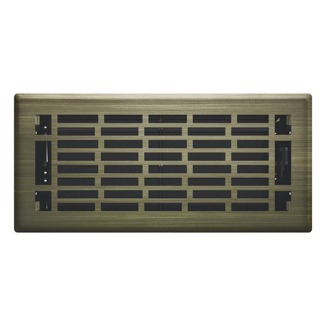 IMPERIAL 4-in x 10-in Vintage Brass Geneva Steel Floor Register