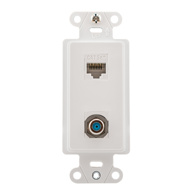 On-Q Wall Jack for CAT 5e and Coax 3GHz Cable - White