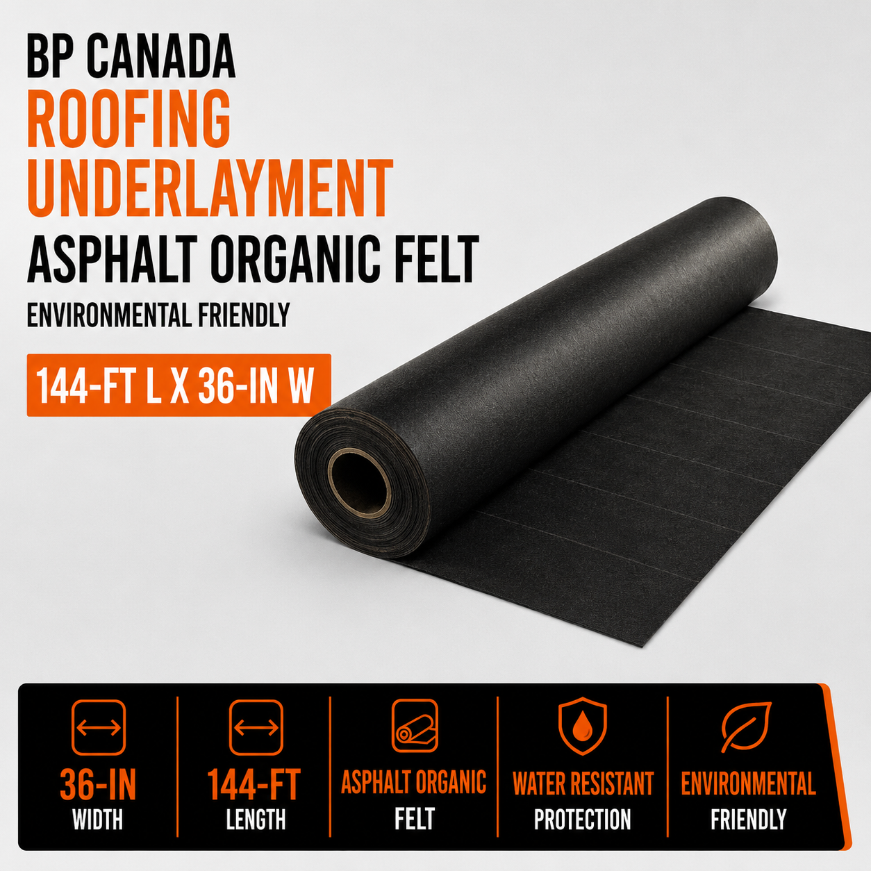 BP Canada Roofing Underlayment - Asphalt Organic Felt - Environmental Friendly - 144-ft L x 36-in W