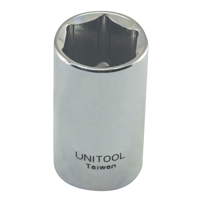 Unitool Regular Socket - Chrome Finish - Steel - 1/2-in Drive x 22-mm W - 1 Per Pack