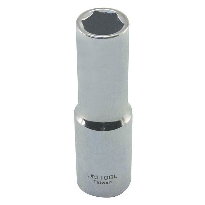 Unitool Deep Socket - Chrome Finish - Steel - 1/2-in Drive x 21-mm W - 1 Per Pack