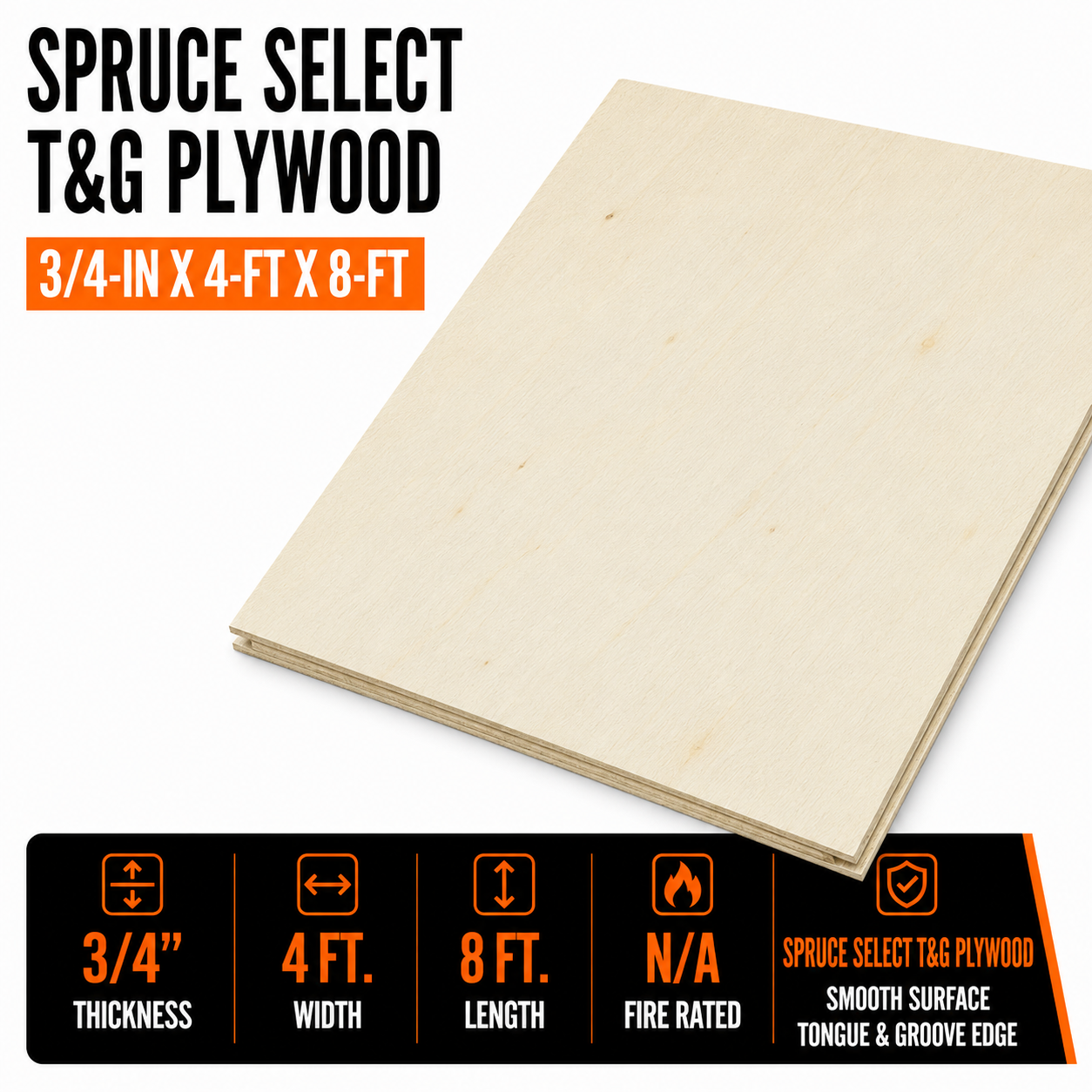 3/4-in x 4-ft x 8-ft Plywood Spruce Select T&G