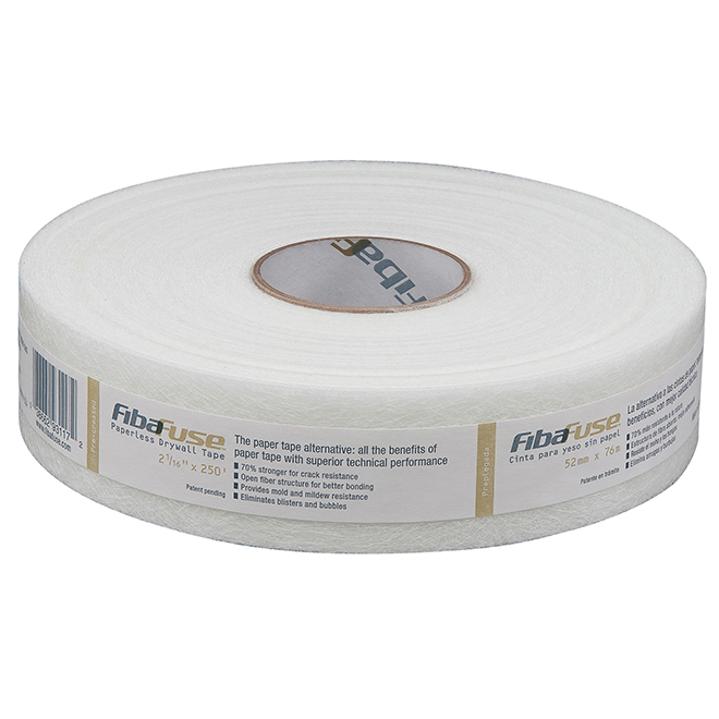 CertainTeed FibaFuse Drywall Joint Tape - Fibreglass Mesh - 2 1/6-in x 250-ft