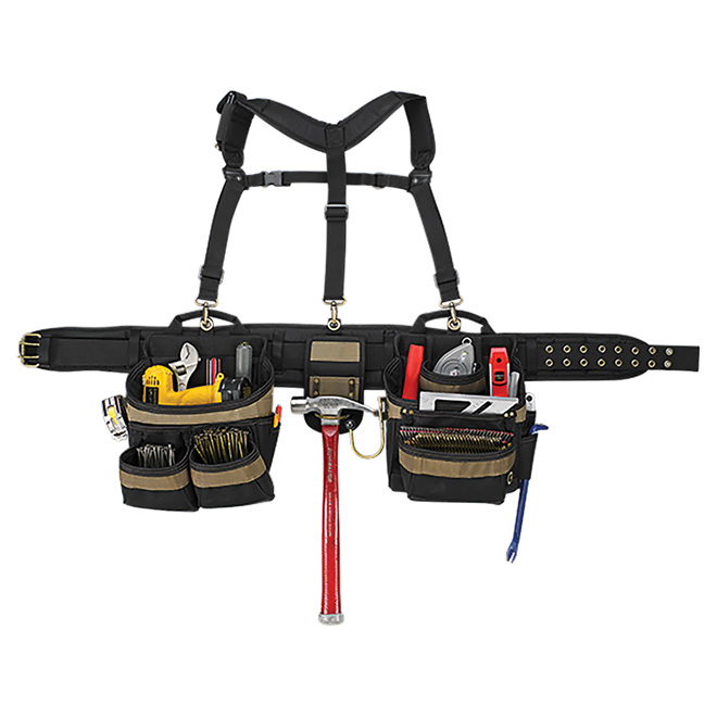 Kuny's 31-Pocket Black Nylon Half Apron and Harness with Padded Belt