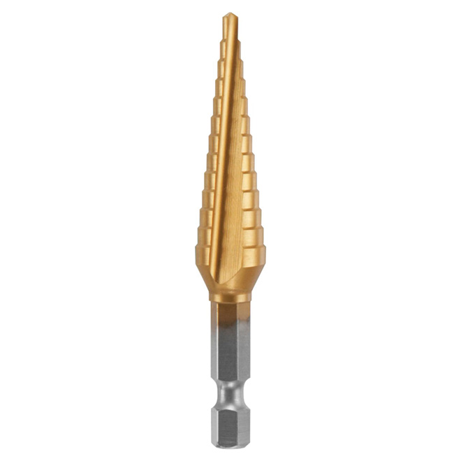 Bosch Self-Starting Step Drill Bit - 1/8-in Dia x 1/2-in L - Hex Shank - 13 Holes Sizes - Titanium-Coated