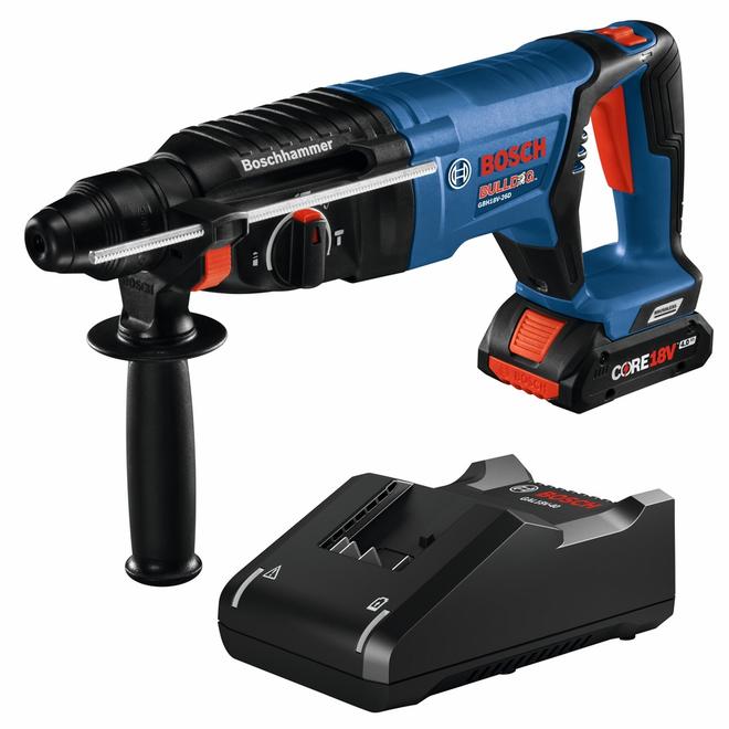 Bosch Bulldog 1-in Cordless Rotary Hammer Drill 890 RPM 360° Side Handle and Variable Speed