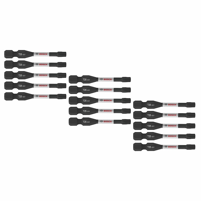 Bosch Steel Impact Driver T25 Torx Bits - 15 Pieces