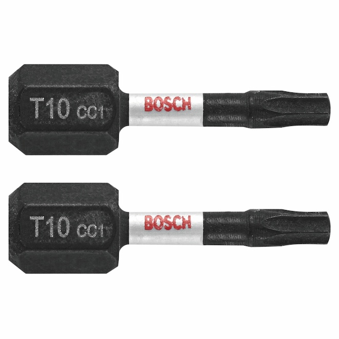 Bosch Steel 1-in T10 Torx Impact Driver Bits - 2 Pieces - Hex Shank