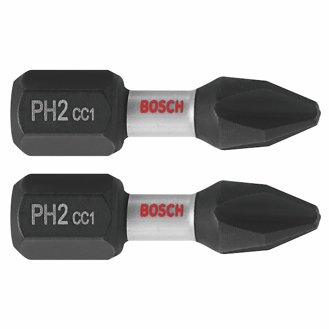 Bosch Impact Driver #2 Phillips 1-in 2-Bit Set - Steel - Hex Shank