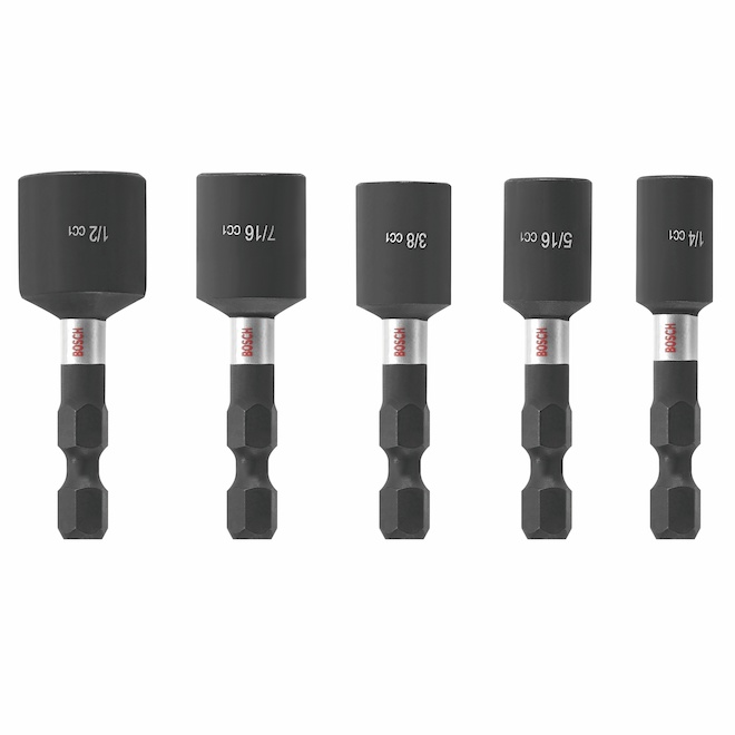 Bosch 5-Piece Impact 1-7/8-in Nut Driver Kit - Steel - Black