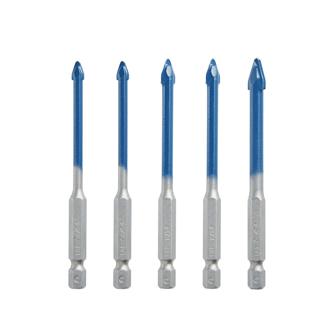 Bosch Assorted Porcelain Tile Bits with Carbide Arrow Tip 1/4-in - Pack of 5