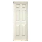 28-in x 80-in 6-Panel Textured Left-Hand Primed Pre-Hung Interior Door