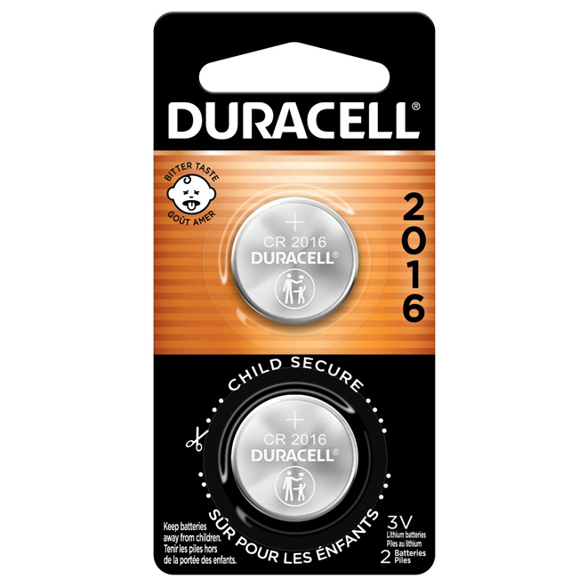 Duracell 2016 3 V Lithium Battery - CR2016 - 2/Pk