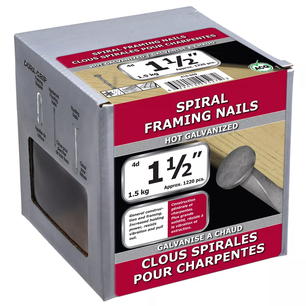 1-1/2" (4d) Spiral Framing Nails Hot Galvanized - 1.5kg