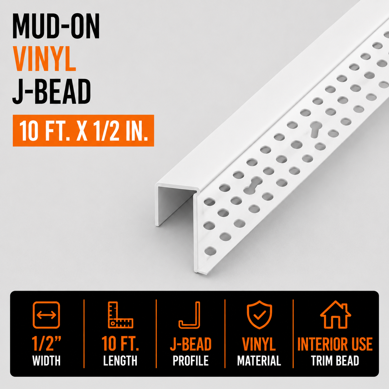 10 ft. x 1-2 in. Mud-On Vinyl J-Bead